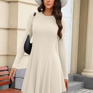 Chic Cream Long Sleeve Dress